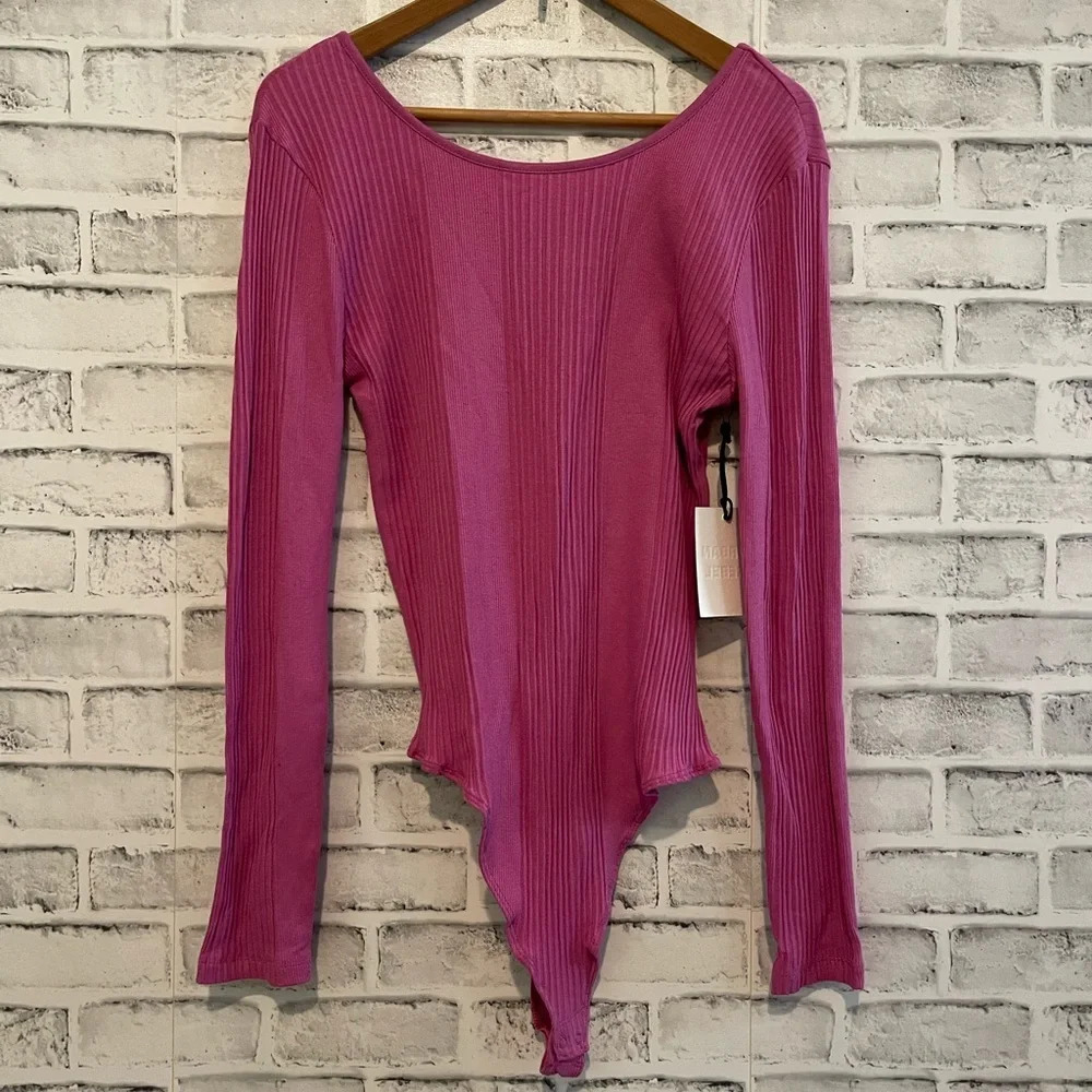 NWT! Urban Rebel pink long sleeve bodysuit criss-cross back XL